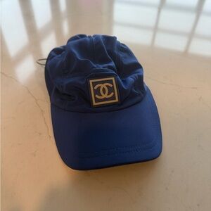 Chanel CC Blue Nylon Cap 100% Authentic
